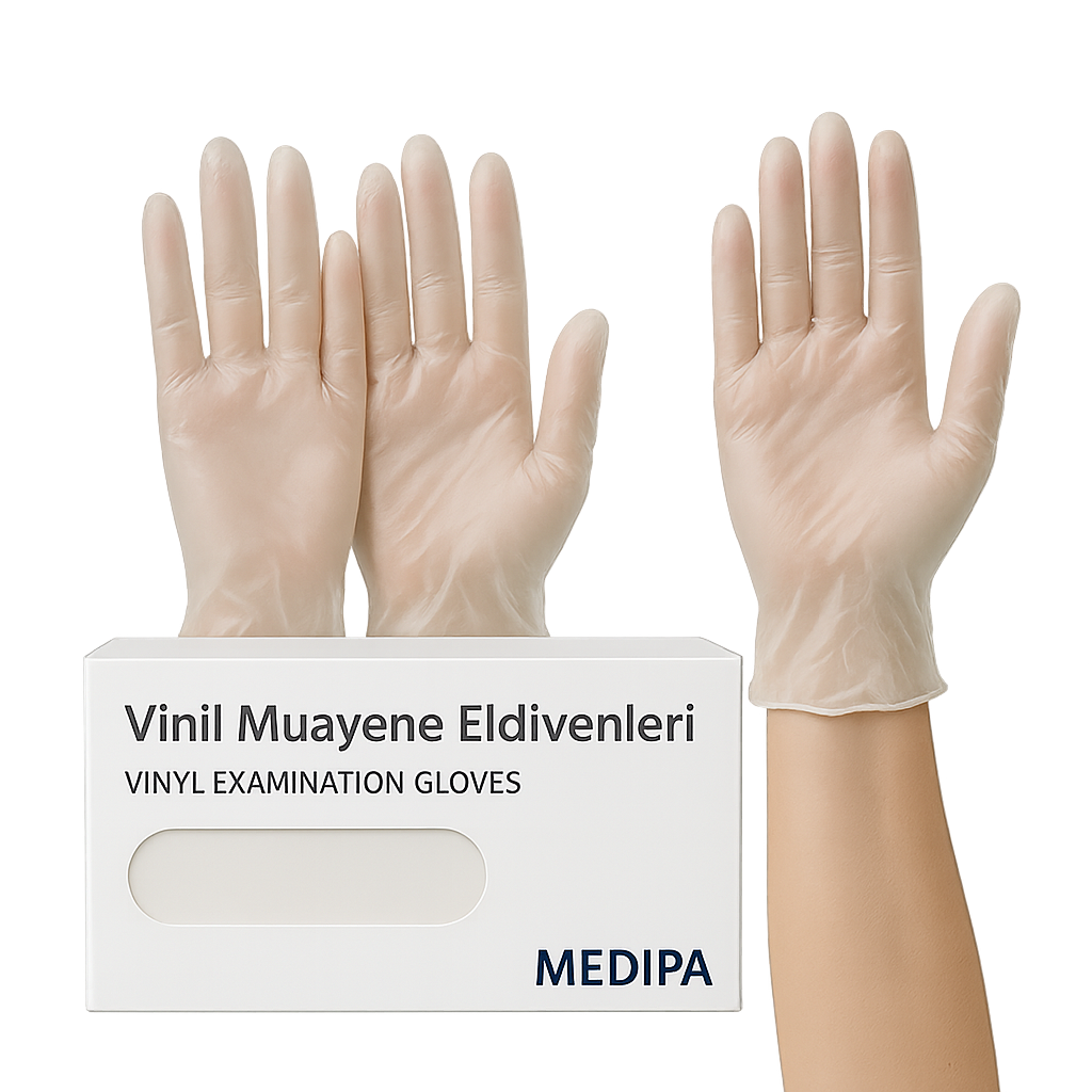 Vinil Pudrasız Muayene Eldiveni Şeffaf