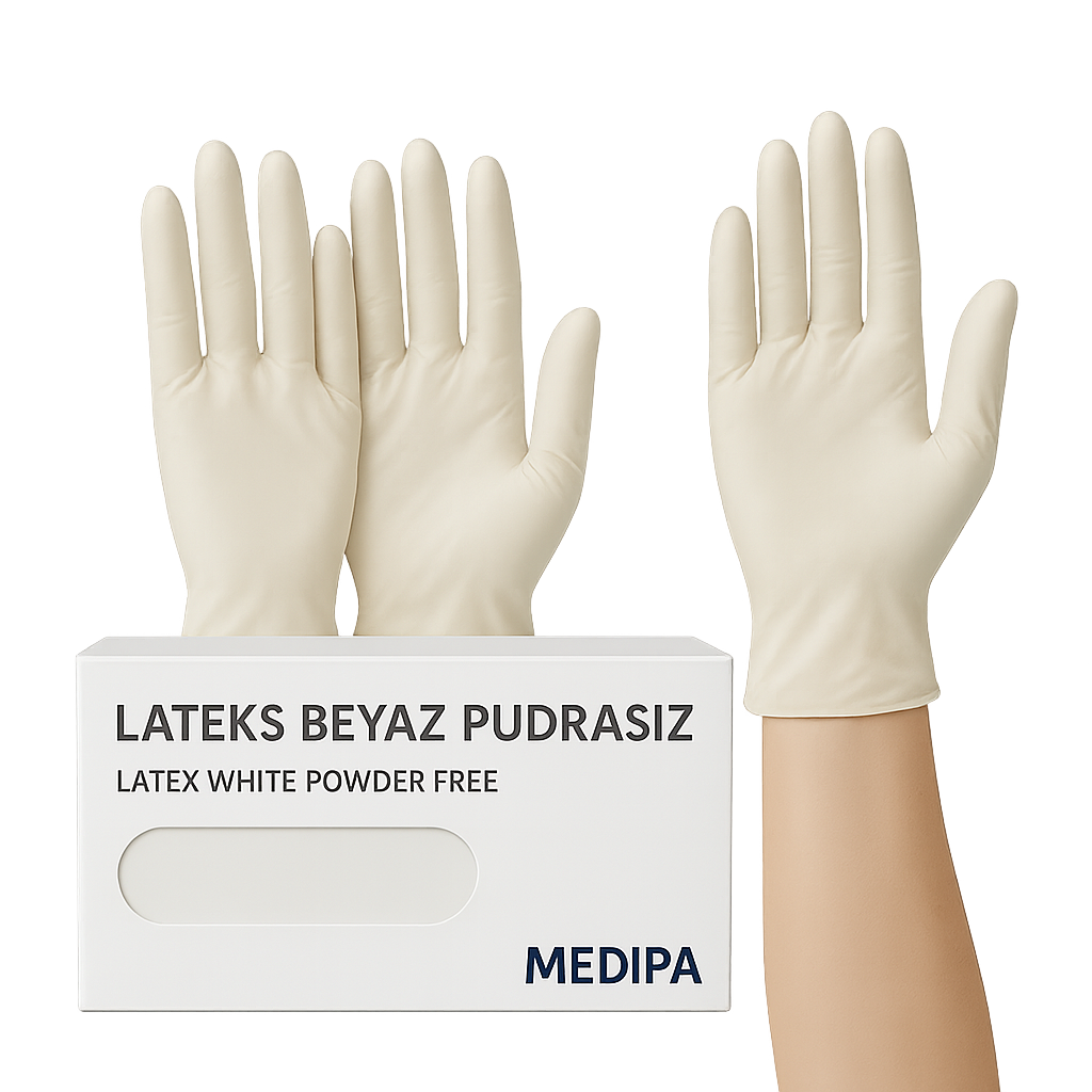 Lateks Pudrasız Muayene Eldiveni Beyaz